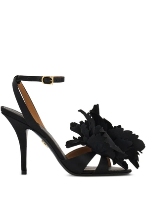 Ferragamo flower-embellished heeled sandals - Black