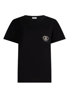 LIU JO rhinestone-embellished logo T-shirt - Black