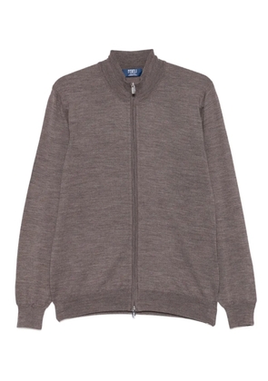 Fedeli zip-front high-neck cardigan - Brown
