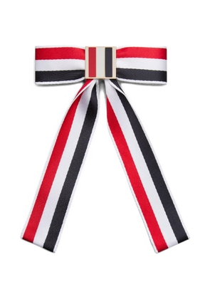 Thom Browne striped satin bow hair clip - White