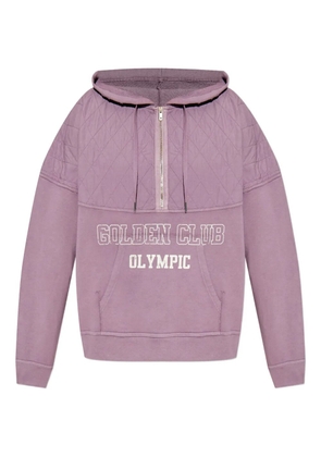 Golden Goose quilted-panel half-zip hoodie - MAUVE