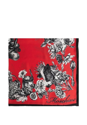 Moschino floral-print silk scarf - Red