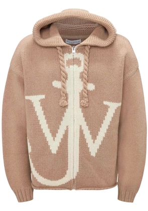 JW Anderson anchor-print zip-up hoodie - Neutrals