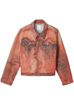 CamperLab abstract-pattern denim jacket - Orange