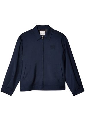 Miu Miu Blouson logo-embroidered jacket - Blue