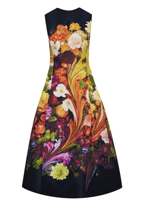 Oscar de la Renta Rainbow Flower Marble faille dress - Black