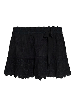 LoveShackFancy embroidered ruffled skirt - Black