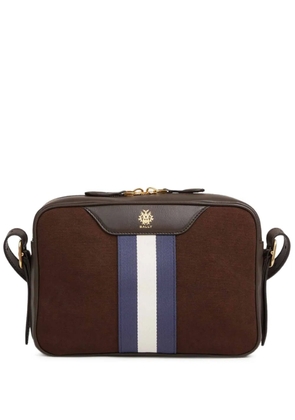 Bally logo detail striped shoulder bag - Brown
