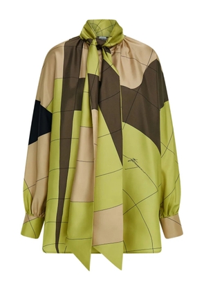 Ferragamo sash-detail silk shirt - Citronella/Cement