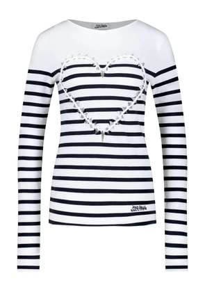 Jean Paul Gaultier striped heart-detail long-sleeved T-shirt - White