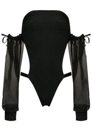 Amir Slama off-shoulder sleeve swimsuit - Black