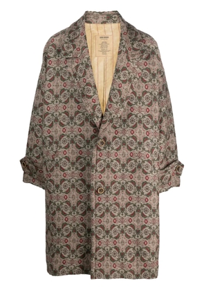 Uma Wang graphic-print single-breasted coat - Neutrals
