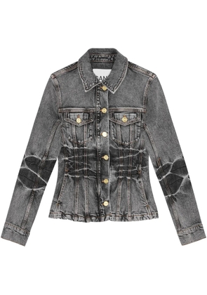 GANNI whiskering-effect denim jacket - Black