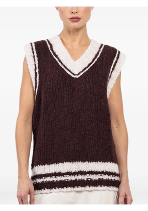 CUDDLEUP V-neck striped-pattern vest - Brown