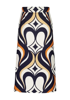 La DoubleJ macro-pattern midi skirt - White