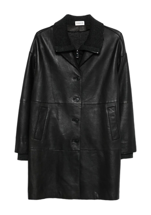 P.A.R.O.S.H. ribbed-collar leather coat - Black