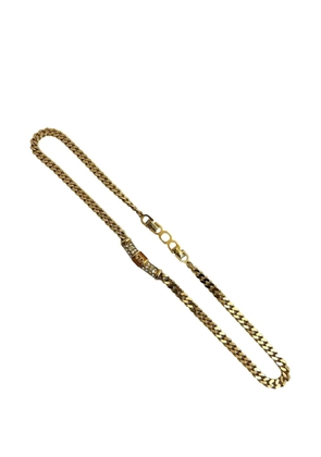 Christian Dior Pre-Owned 1990-2010 Gold Plated CD Logo Rhinestone Cuban Chain Link Necklace costume necklace