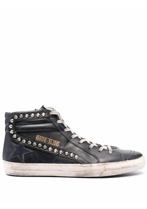 Golden Goose Slide Classic high-top distressed sneakers - Black