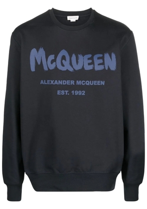 Alexander McQueen Graffiti logo-print sweatshirt - Blue