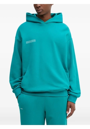 Pangaia logo-detail long-sleeve hoodie - Green