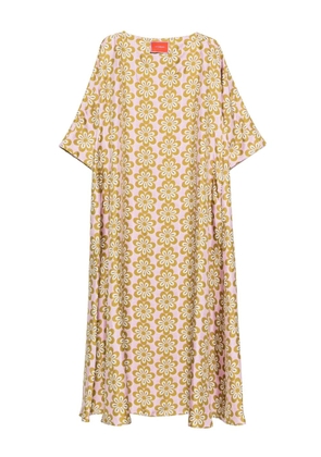 La DoubleJ floral-print silk dress - Pink