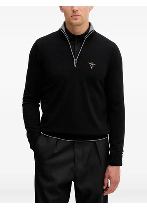 Aeronautica Militare zip-up embroidered sweater - Black