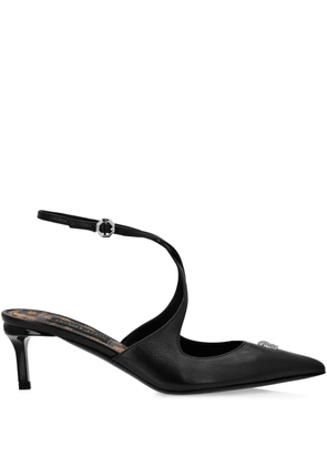 Philipp Plein 55mm Skull strass leather pumps - Black