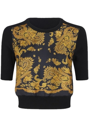 ETRO paisley-print panelled knitted top - Black