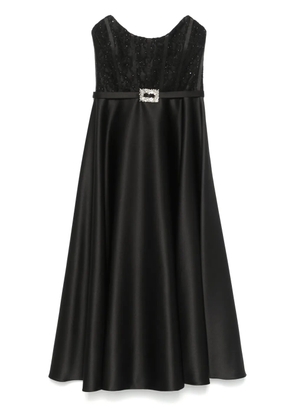 NISSA corset-style taffeta midi dress - Black