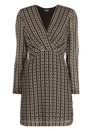 LIU JO chain-link print silk wrap minidress - Black