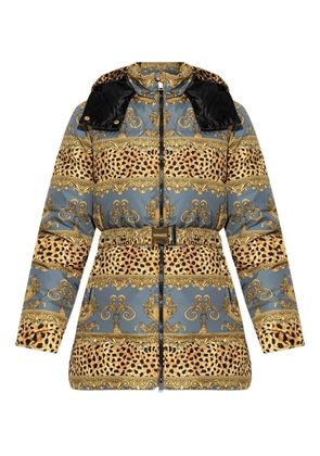 Versace Duvet Stripes-print puffer jacket - Gold