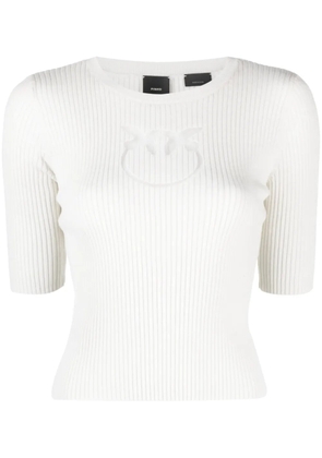 PINKO logo intarsia-knit wool top - White