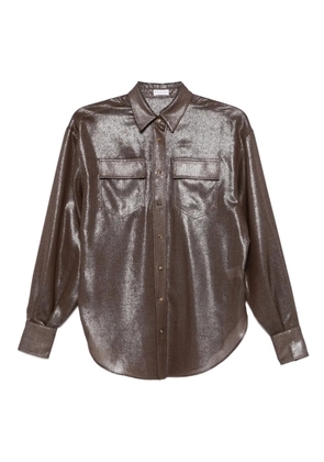 Brunello Cucinelli metallic-effect button-down shirt - Brown