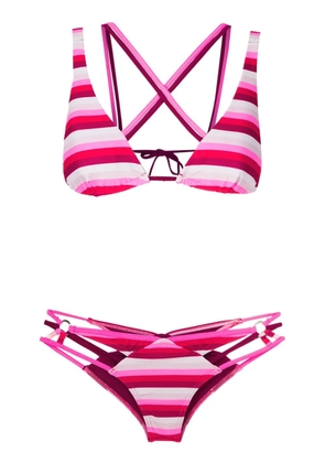 Amir Slama stripe-print strappy bikini - Pink