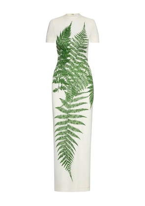 Oscar de la Renta fern-print jersey maxi dress - White