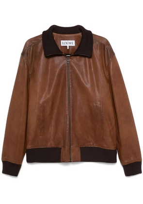 LOEWE zip-up leather jacket - Brown