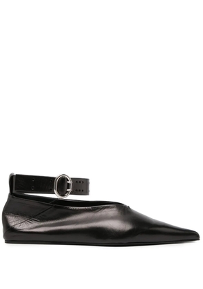 Jil Sander pointed-toe leather ballerina shoes - Black