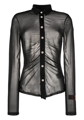Heron Preston Georgette ruched long-sleeve shirt - Black