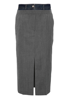 Juun.J layered midi skirt - Grey