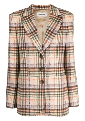 Sonia Rykiel check-pattern notched-lapel blazer - Brown