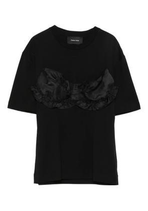 Simone Rocha ruffled satin-panel T-shirt - Black