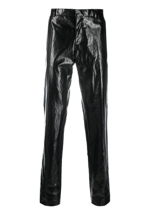 Walter Van Beirendonck Sharp vinyl-finish straight-leg trousers - Black