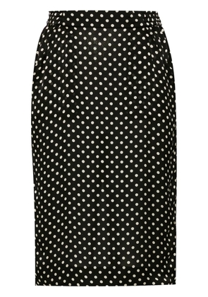 Saint Laurent polka-dot silk midi skirt - Black