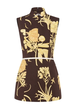 Moschino floral-print high-neck dress - Brown