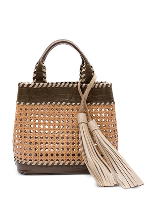 Isla Medium Sextava woven tassel tote bag - Neutrals