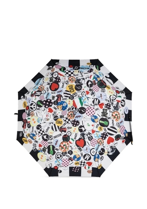 Moschino patterned-border printed umbrella - White