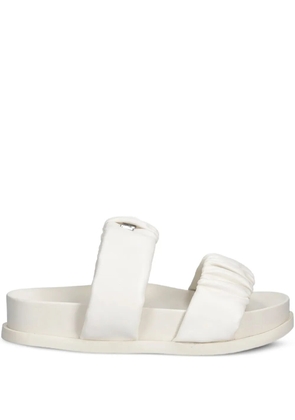 Armani Exchange pleated double-strap slides - White