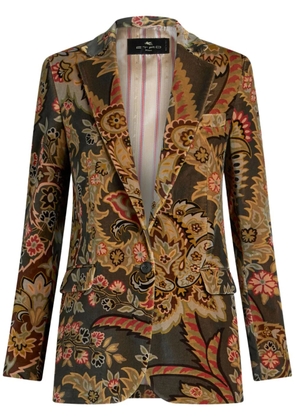 ETRO paisley-print velvet blazer - Brown