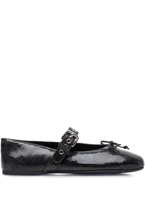 Miu Miu leather ballerina shoes - Black