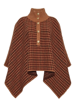 Cara Cara Pagoda high-neck houndstooth cape - Brown